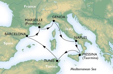 MIDDELHAVET - Spanien,  Frankrig,  Italien,  Tunesien