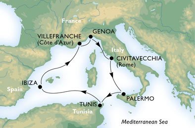 MIDDELHAVET - Italien,  Tunesien,  Spanien,  Frankrig