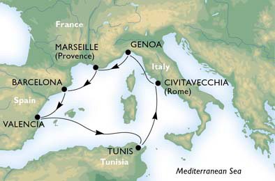 MIDDELHAVET - Italien,  Frankrig,  Spanien,  Tunesien