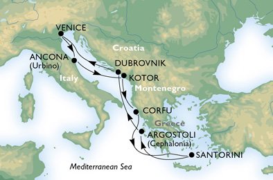 MIDDELHAVET - Italien,  Montenegro,  Grækenland,  Kroatien