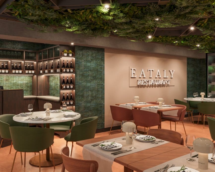 Rendering of the interior of the up-coming Eataly restaurant aboard MSC World America. Rendering of the interior of the up-coming Eataly restaurant aboard MSC World America.