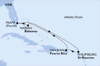 USA, St. Maarten, Puerto Rico, Bahamas