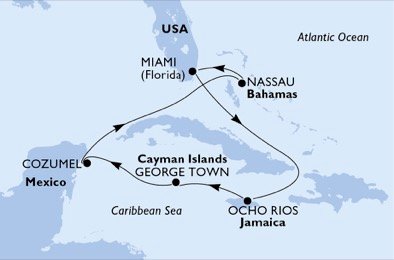 USA, Jamaica, Grand Cayman, Mexico, Bahamas