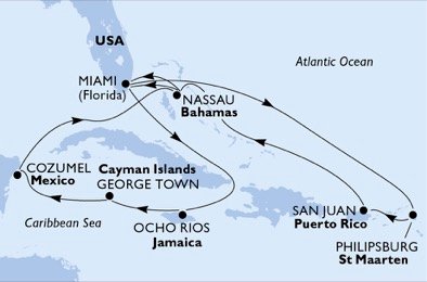 USA, Jamaica, Grand Cayman, Mexico, Bahamas, St. Maarten, Puerto Rico