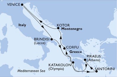 Italien, Grækenland, Montenegro