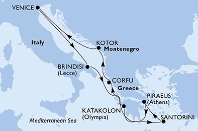 Italien, Grækenland, Montenegro