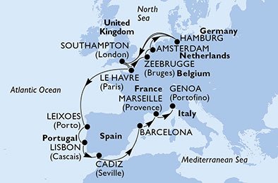 Tyskland, Storbritannien, Frankrig, Belgien, Nederlandene, Portugal, Spanien, Italien
