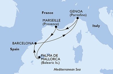 Spanien, Italien, Frankrig