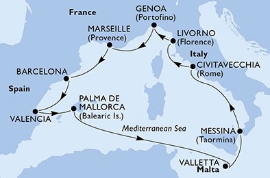 Italien, Frankrig, Spanien, Malta
