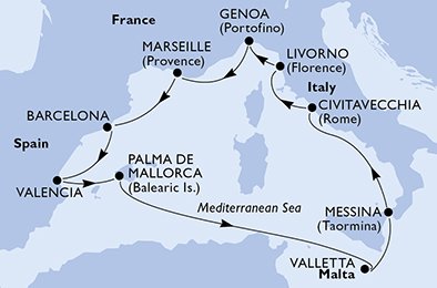 Italien, Frankrig, Spanien, Malta