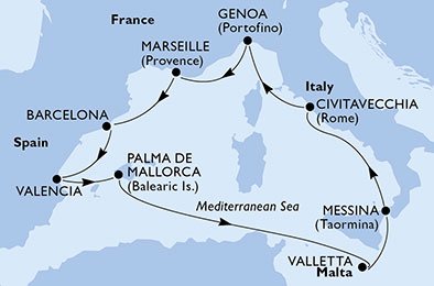 Italien, Frankrig, Spanien, Malta