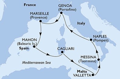 Italien, Malta, Frankrig, Spanien
