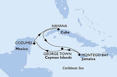 Mexico, Cuba, Jamaica, Grand Cayman