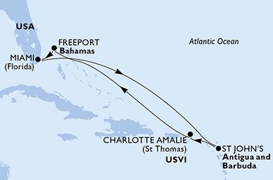 USA, Antigua og Barbuda, De Amerikanske Jomfruøer, Bahamas