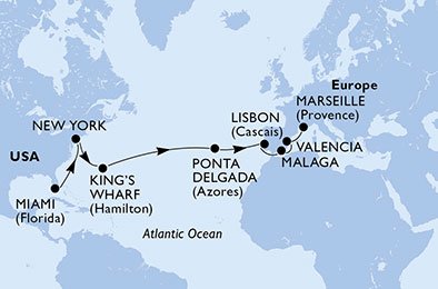 USA, Bermuda, Portugal, Spanien, Frankrig