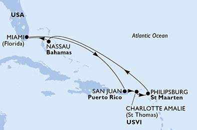 USA, Puerto Rico, De Amerikanske Jomfruøer, St. Maarten, Bahamas