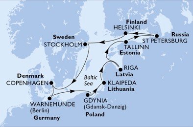 Tyskland, Polen, Litauen, Letland, Estland, Rusland, Finland, Sverige, Danmark
