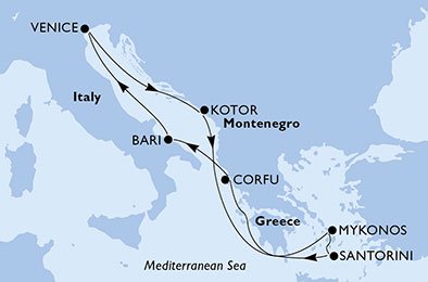 Italien, Montenegro, Grækenland