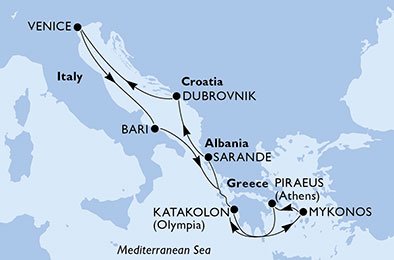 Italien, Grækenland, Albanien, Kroatien
