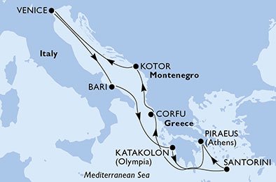 Italien, Grækenland, Montenegro