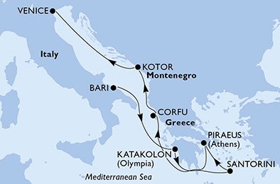 Italien, Grækenland, Montenegro