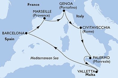 Italien, Malta, Spanien, Frankrig