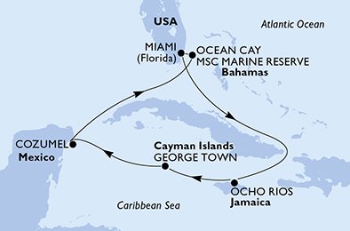 USA, Jamaica, Grand Cayman, Mexico, Bahamas
