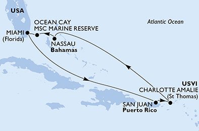 USA, Puerto Rico, De Amerikanske Jomfruøer, Bahamas