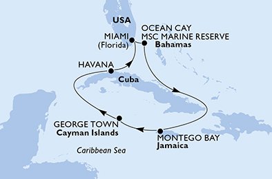 USA, Bahamas, Jamaica, Grand Cayman, Cuba