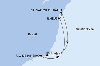 Rio de Janeiro, Ilheus, Salvador, Buzios, Rio de Janeiro
