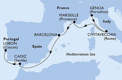 Italien, Frankrig, Spanien, Portugal