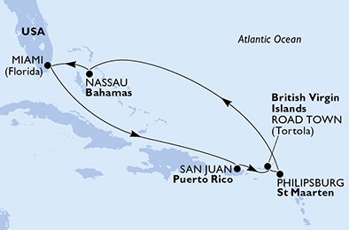 USA, Puerto Rico, De Britiske Jomfruøer, St. Maarten, Bahamas