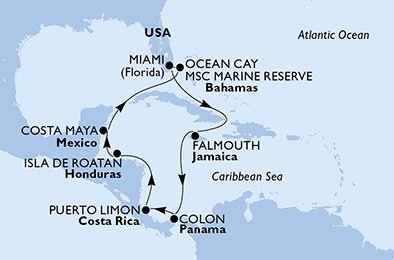 USA, Jamaica, Panama, Costa Rica, Honduras, Mexico, Bahamas