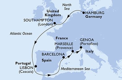 Tyskland, Storbritannien, Portugal, Spanien, Frankrig, Italien