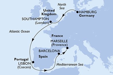 Tyskland, Storbritannien, Portugal, Spanien, Frankrig