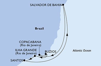 Santos, Salvador, Copacabana, Buzios, Ilha Grande, Santos