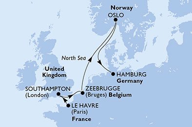 Frankrig, Storbritannien, Belgien, Norge, Tyskland