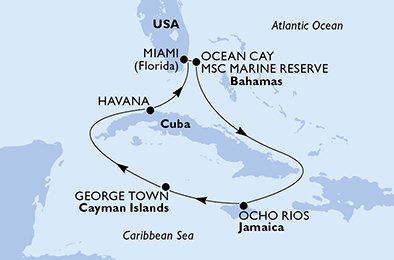 USA, Bahamas, Jamaica, Grand Cayman, Cuba