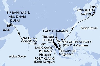De Forenede Arabiske Emirater, Sri Lanka, Thailand, Malaysia, Singapore, Vietnam, Japan
